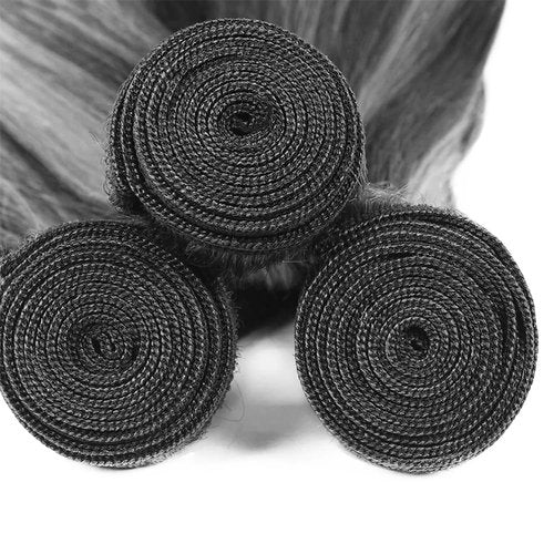 Highlight Bundles P1BGray Body Wave Human Hair Bundle Two Tone Black Mixed With Foxy Silver 3 Bundles 18 20 22 Inch Ombre Grey Body Wave Bundle #1BGray Hair