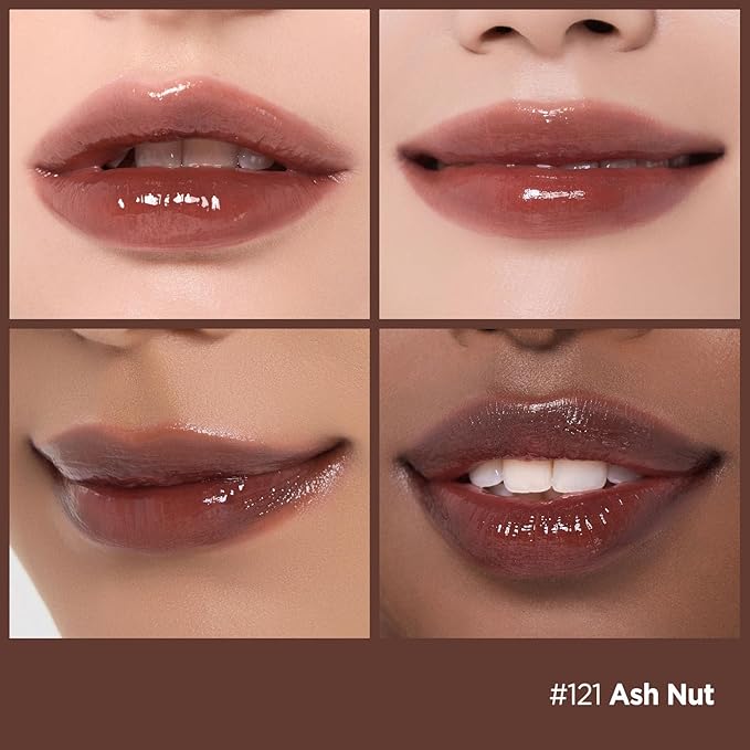 Laka Fruity Glam Tint, 4.5g/0.15oz, Glowing Lip Stain with Wide Color Spectrum, Hydrating & Lightweight Texture, Buildable Color, Non-Sticky, Vegan, K-Beauty (#121 Ashnut)