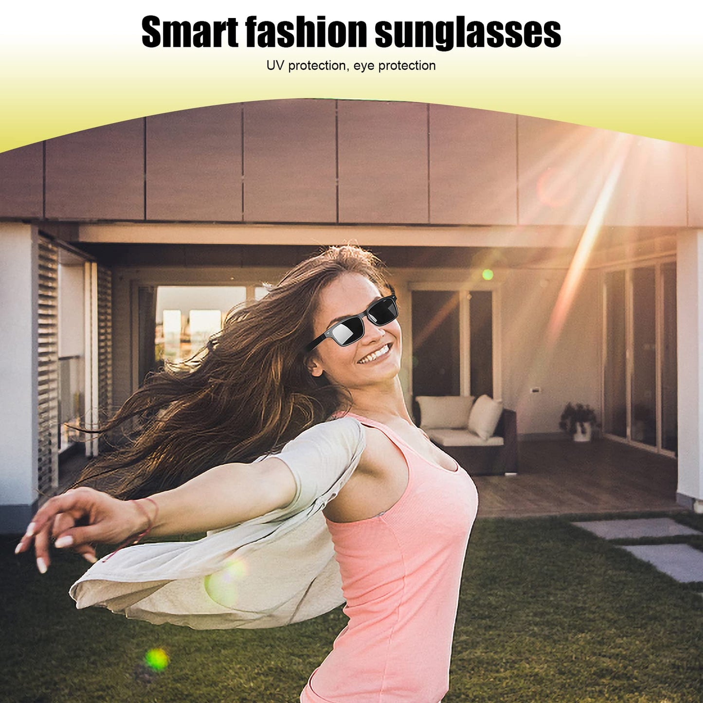 Catxq Smart Glasses,Wireless Bluetooth,Ip5 Waterproof,Air Conduction Sound (Music&Call) For All Smart Devices Support Diy Lens R