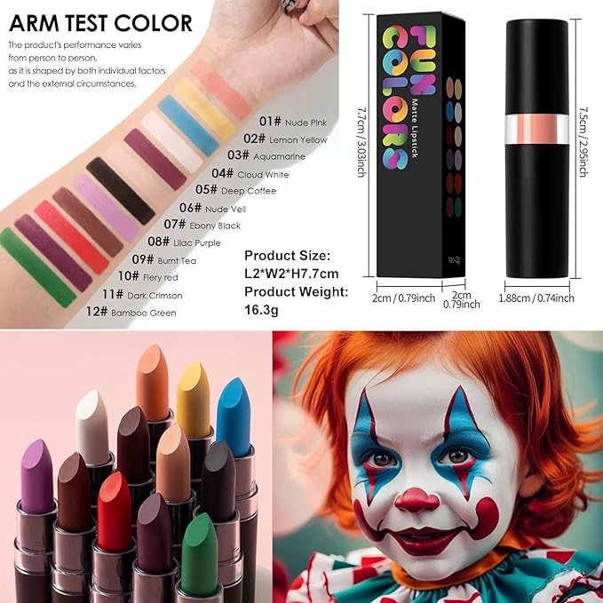 Purple Body Paint Stick, Waterproof Face and Body Paint for Halloween Joker Zombie Vampire Skeleton Skull Special Effects Mime Makeup (08# Purple)