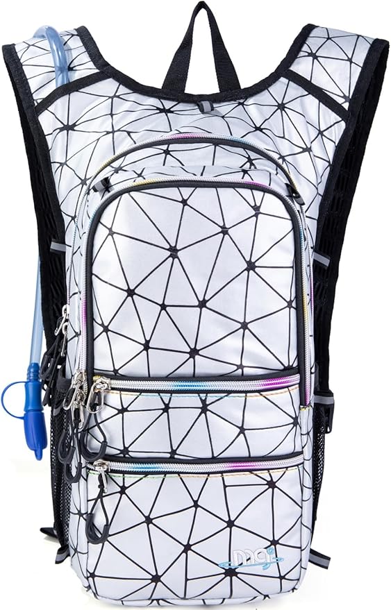 Hydration Backpack Pack with Cool Lights, 2L Water Bladder, Lightweight Bag for Running, Hiking, Bike, Climbing, Music Fes...