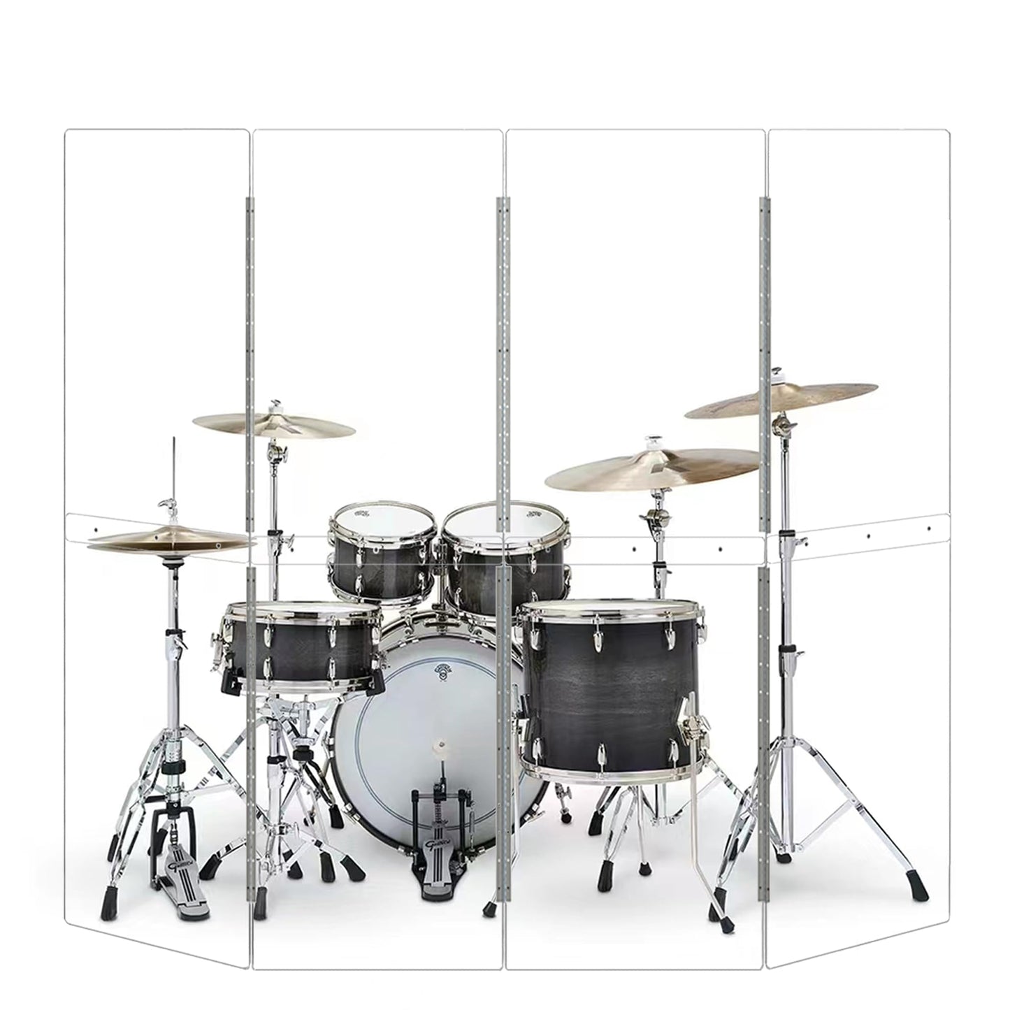 Drum Shield 4 Panels 2Ft X 5Ft - Acrylic With Stainless Steel Hinges - Perfect For Churches, Home Practice, And Live Performance