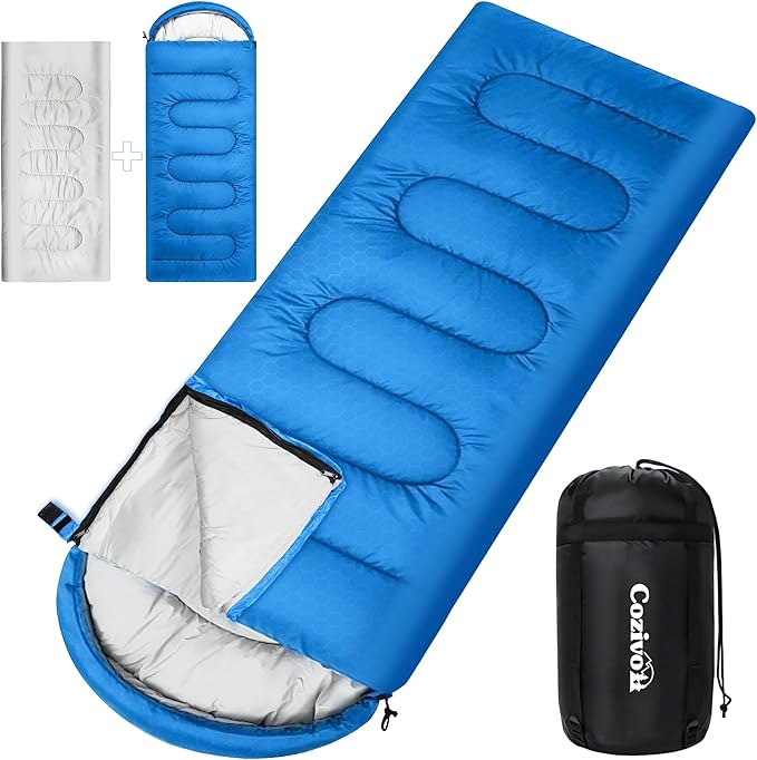 2-in-1 Detachable Sleeping Bag,Waterproof 4-Season Adult Sleeping Bags w/Removable Cotton Liner – Converts to 2 Lightweigh...