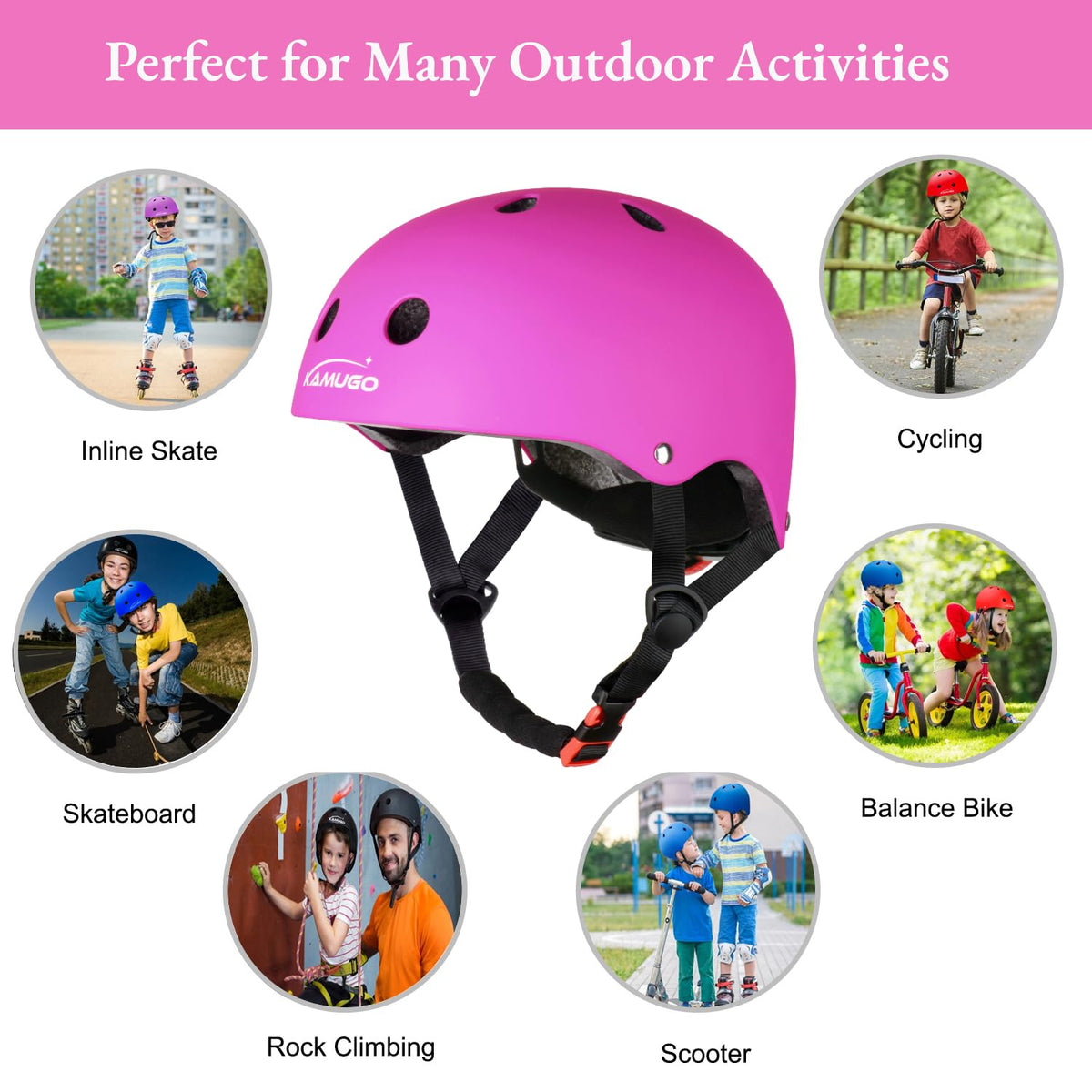 KAMUGO Toddler Bike Helmet, Kids Helmet for Girls Boys Ages 2-8 Years,Toddler Adjustable Helmet Suitable for Bicycle Skating Scooter Multi-Sports