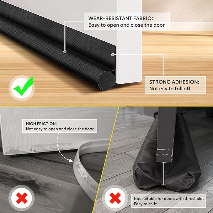 HomeProtect Door Draft Stopper 36 Inch Under Door Draft Blocker Door Sweep for Bottom of Door Reduce Cold Air, Soundproof, Light, Odor, Weather Stripping Door Seal Strip Fit for Interior/Exterior