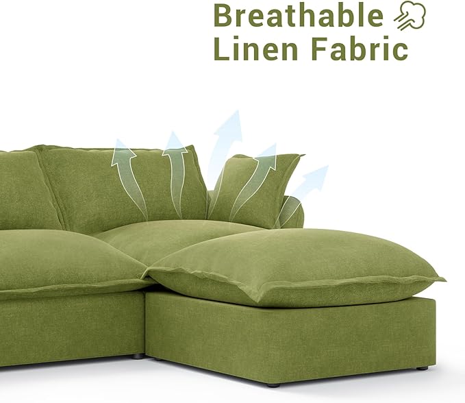 Intuition Decor Modular Convertible Cloud Sectional Sofa,182.6" Large Sofa Set for Living Room,5 Seat V-Shaped Modern Down Fill Sectional Sofa Fabric Modular Couch with Corner,Green