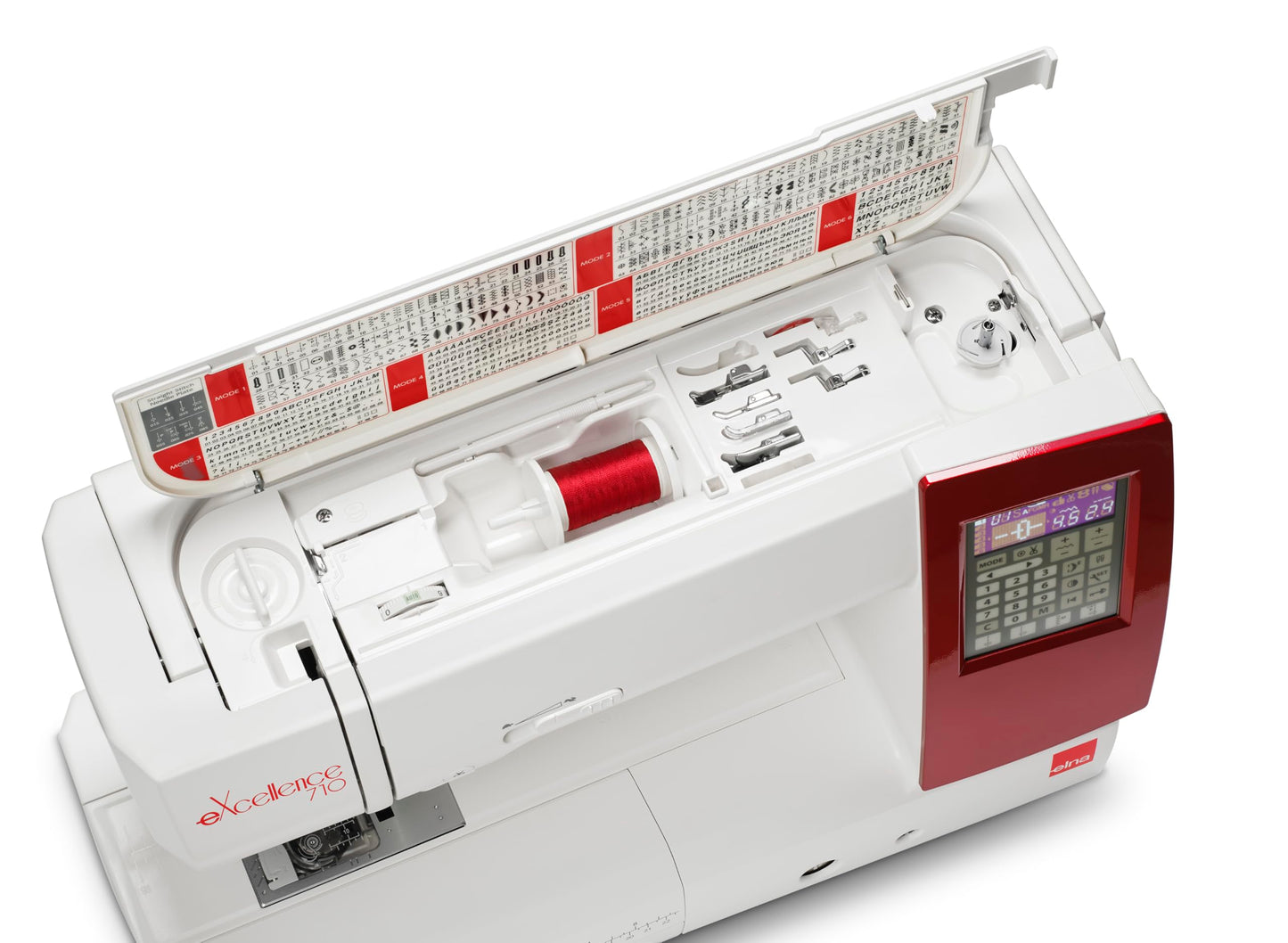 Elna eXcellence 710 Computerized Sewing and Quilting Machine, 11" sewing bed, Include Advanced Dual Feed System, 15 Included Presser Feet, and No Assembly