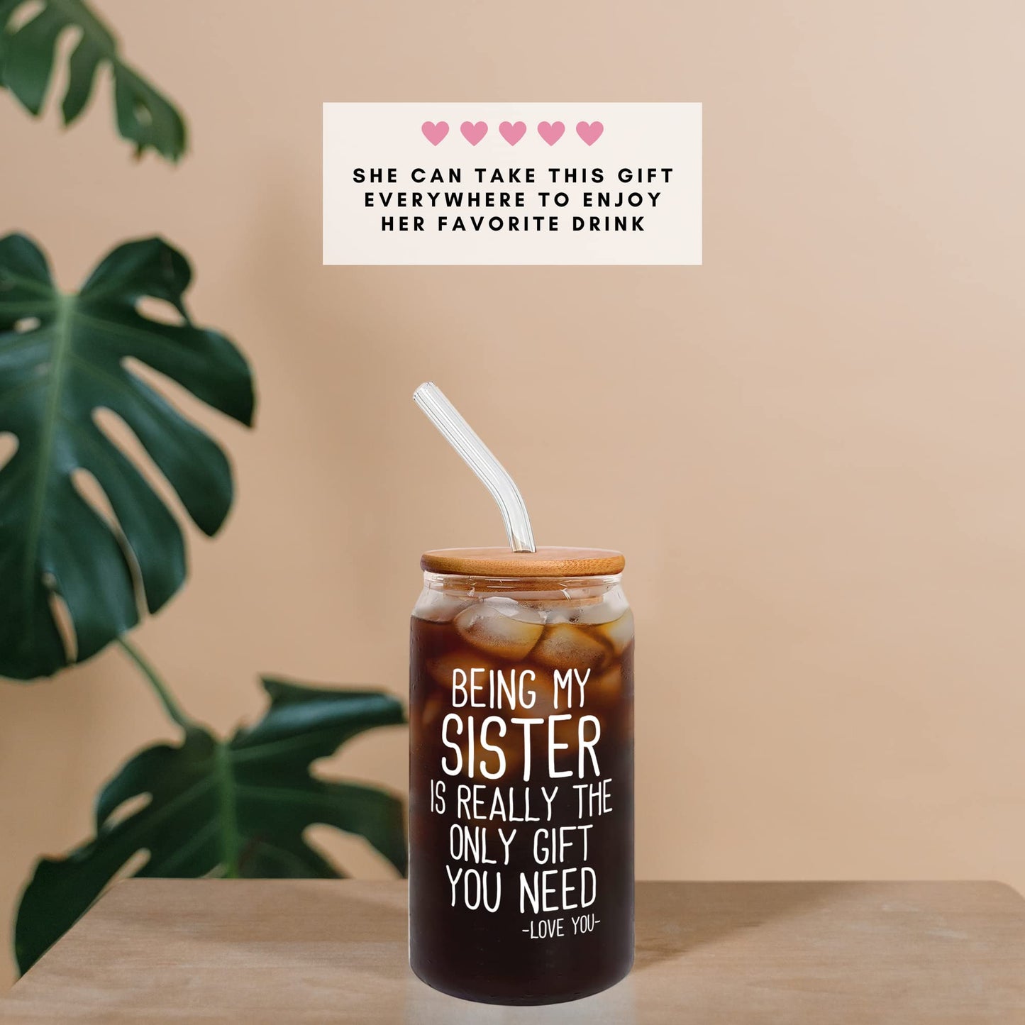 GINGULMINA Gifts for Sister - Birthday, Mothers Day, Christmas Sister Gifts from Sisters, Brother - Sisters Gift for Women, Sibling, Women, Sis - 16 Oz Can Glass