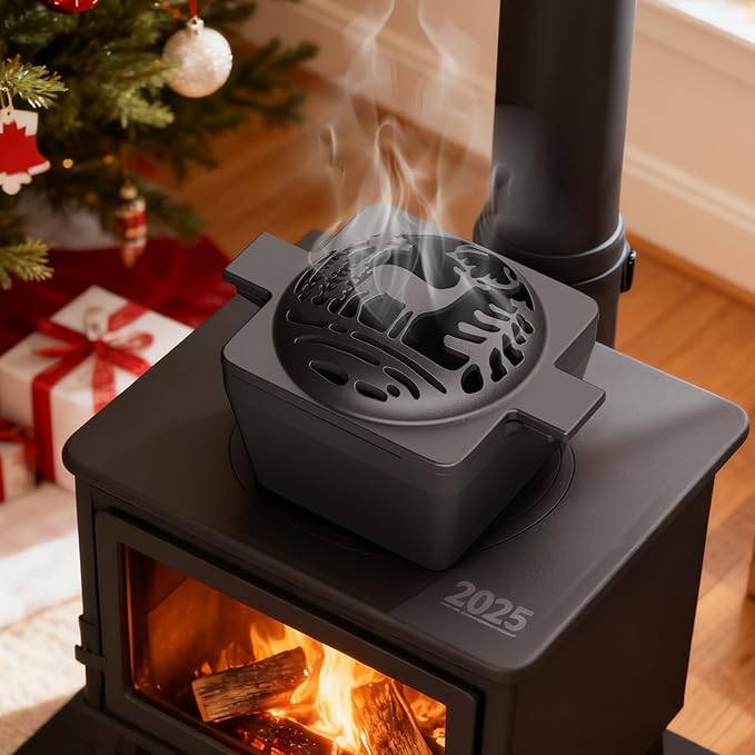 Wood Stove Steamer, Wood Stove Humidifier, Woodstove Steamer, Cast Iron Humidifier for Wood Stove 2.7 Quart Large Capacity...