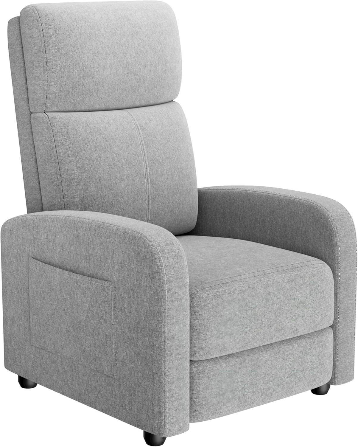 Push Back Recliner Chair for Adults - Ergonomic Single Sofa with Tall Back, Wide Arms & Padded Seat, Side Pocket for Remote - Adjustable Lazy Reclining Chair for Living Room Home Theater Seating