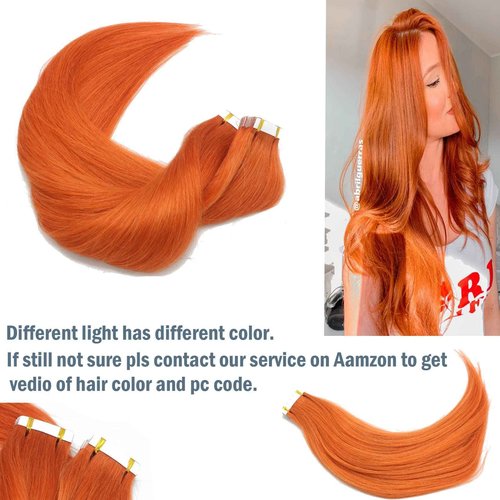Hair Extensions Tape In Human Hair Orange