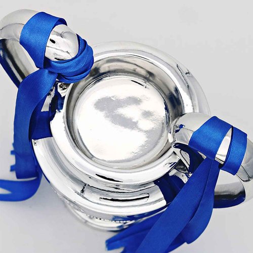Emaraxy Champions Trophy, 12.6 Inch Sports League Cup, Soccer Trophy with Resin Replica for Electroplating Process, Soccer Sports League Cup with Ribbon for Room Decorations and Fan Gift