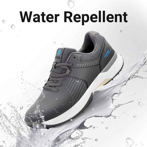 FitVille Wide Men's Golf Shoes Waterproof, Professional Outdoor Spiked Golf Shoes for Men with Arch Support(Gray, 10 Wide)