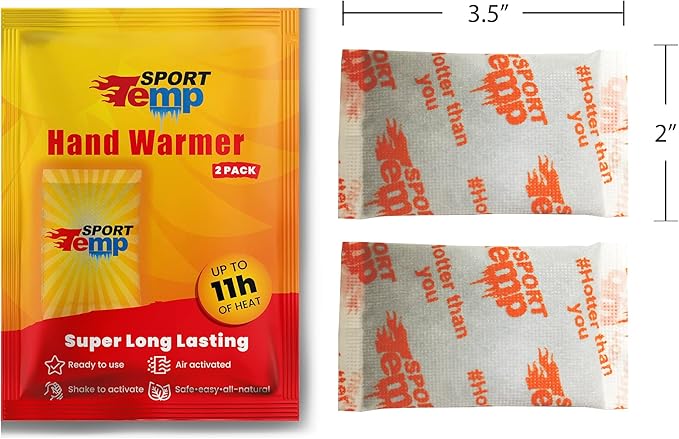 Hand Warmers - Up to 11 Hours of Heat, Super Long Lasting - Easy, All Natural - Air Activated, for Body, Hands & Toes - Odorless Hot Hand Warmer - Sport Temp