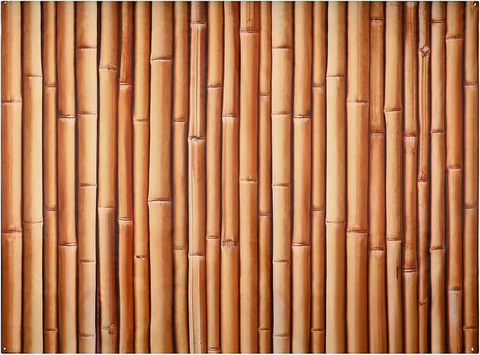 Buryeah Bamboo Wall Panel, Natural Bamboo Backdrop, Interior Wall Decoration Tiki Photo Backdrop Summer Hawaiian Beach Pol...