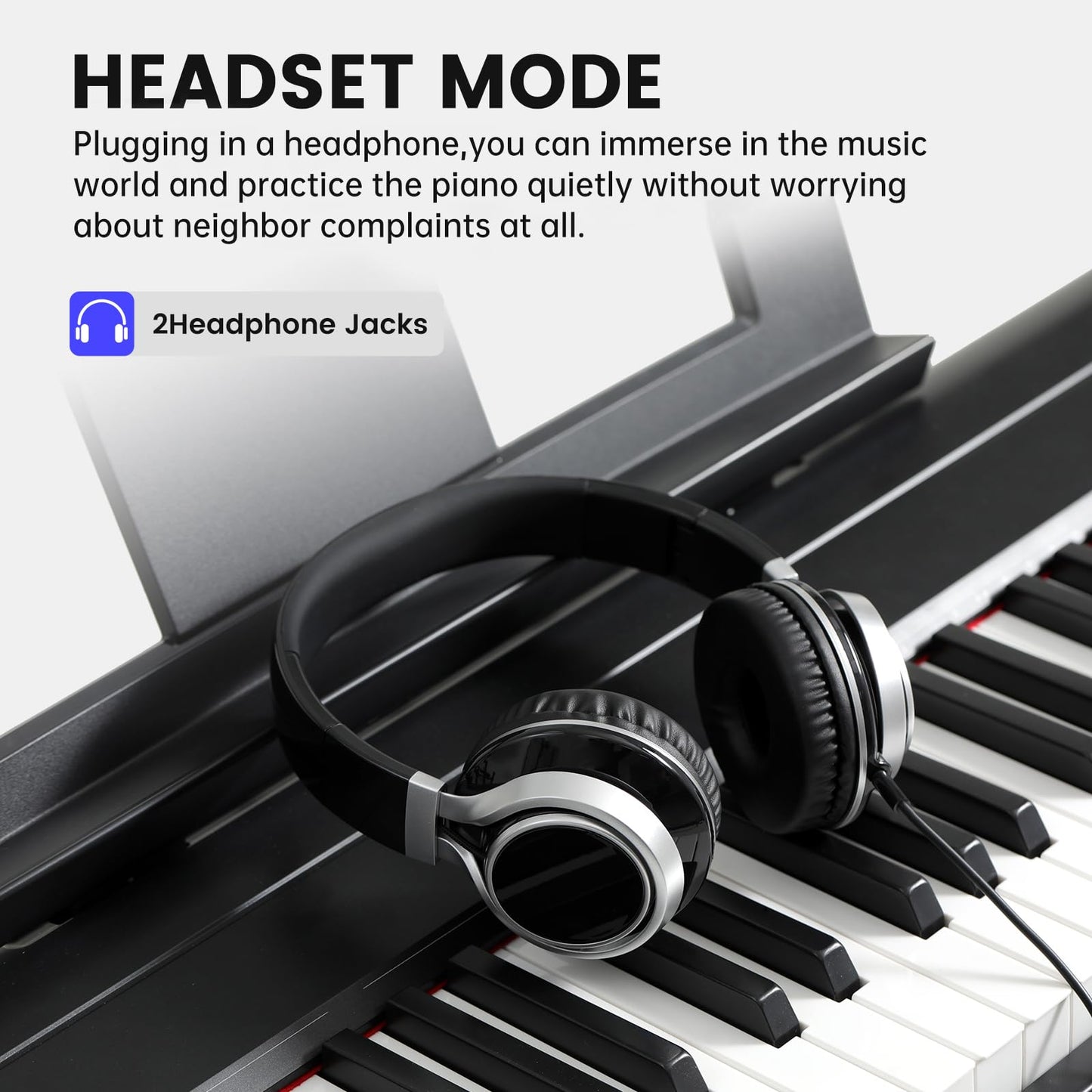 AODSK Digital Piano 88 Key Weighted keyboard Piano with Portable and stable U stand, Full Size Weighted Keyboard, with 3-Pedal Unit, 2x15W Stereo Speakers, MP3 Function, Black, Piano Lessons