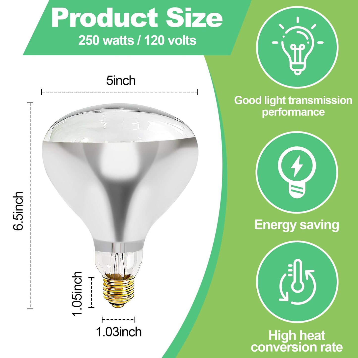 3 Pack Heat Lamp Bulb Replacements for Food Heat Lamp, 250W Heat Lamp Light Bulbs Infrared Heat Bulb, 120v Heating Lightbulbs with E26 Base (3)