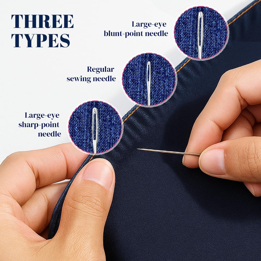 37PCS Sewing Tool Set, 2025 New Sewing Kit, Multi-Purpose Needle and Thread Kit for Leather Sewing DIY Handmade Craft Set, Large-Eye Stitching Needles Sewing Repair Kit for Beginners, Older (2 Set)