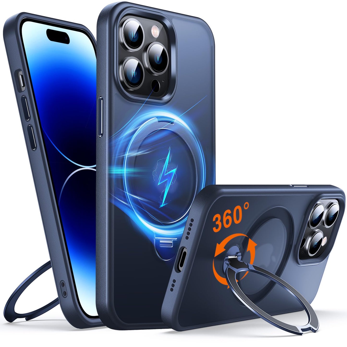 Chicfun 360 O-Ring Magstander For Iphone 14 Pro Max Case With Magnetic Kickstand Ring Holder [Compatible With Magsafe][360Rotate