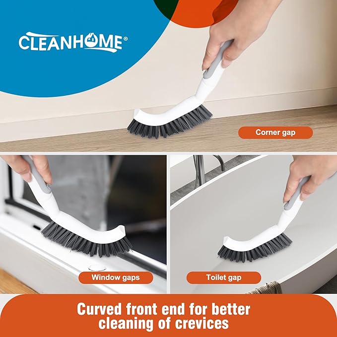 3 Pcs Scrub Brush,Multifunctional Cleaning Brush Set with Non-Slip Handle and Sturdy Bristles,Scrub Brushes for Cleaning Bathroom,Kitchen,Grout,Tile,Grey