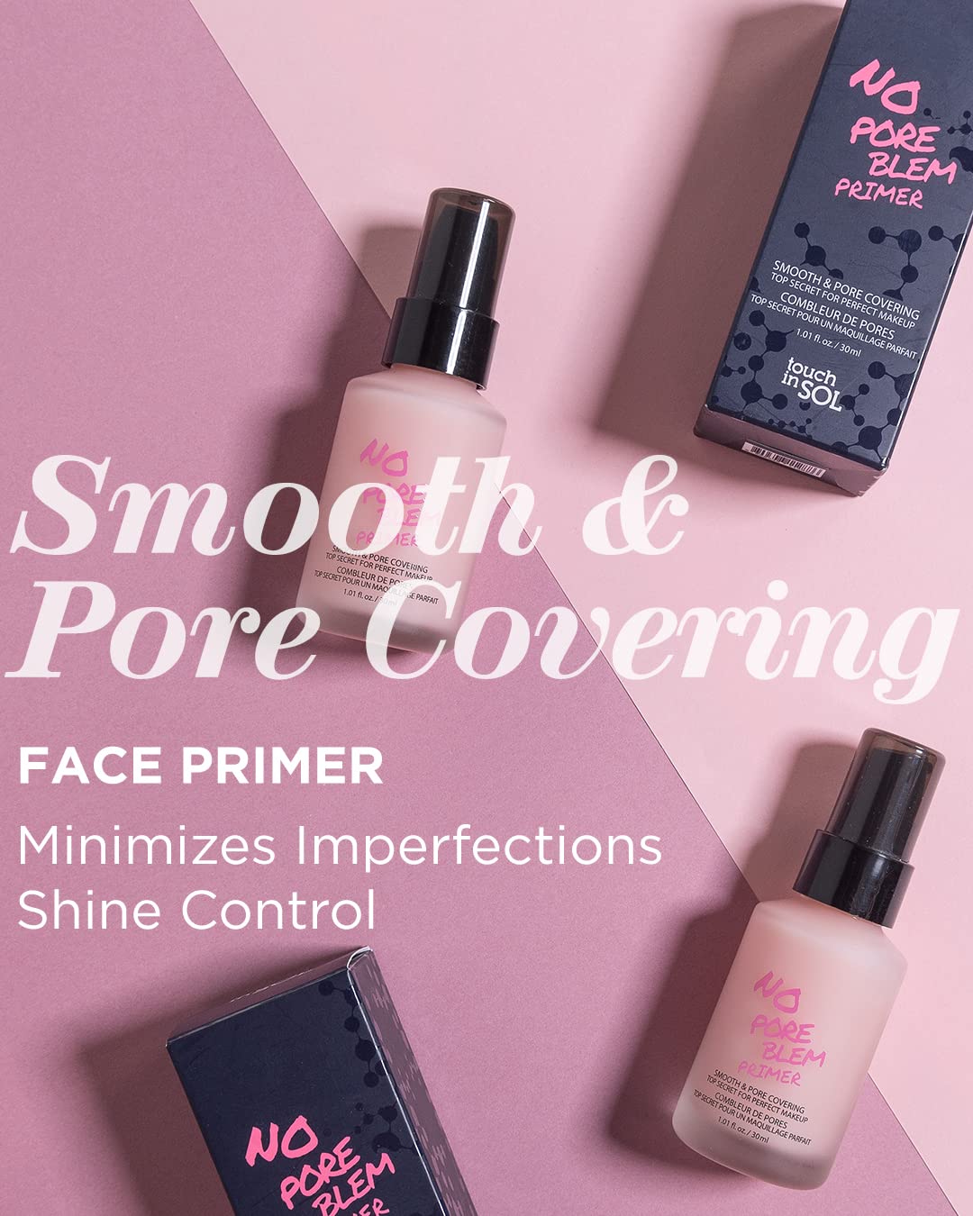 TOUCH IN SOL No Pore Blem Primer, 1.01 fl.oz(30ml) - Face Makeup Primer, Big Pores Perfect Cover, Skin Flawless and Glowing, Ins
