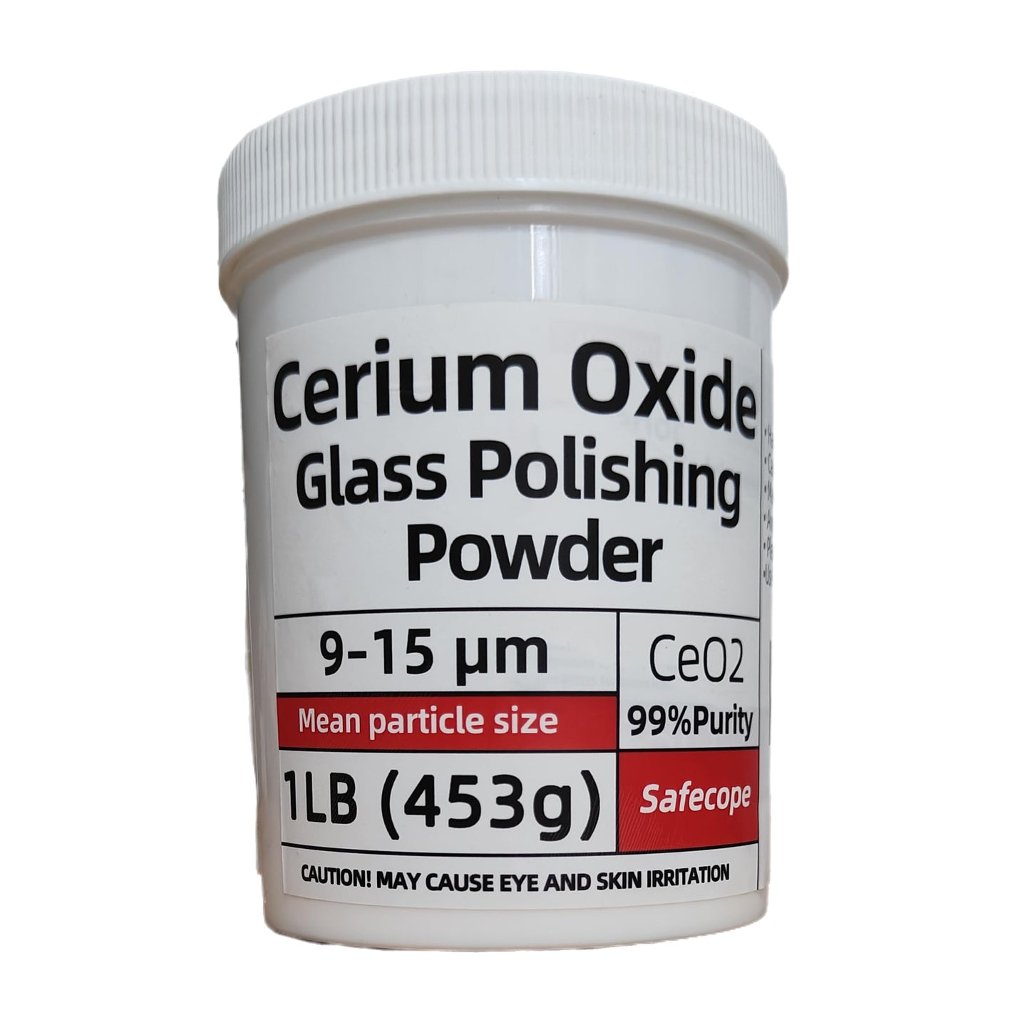 1 Lb (453 G) 99% Cerium Oxide Glass Polishing Powder (9-15 Um) – Removes: Oil Films, Water Spots, Swirl Marks, Wiper Streaks, Removes Fine Scratches & Deep-Cleans Glass Surfaces.