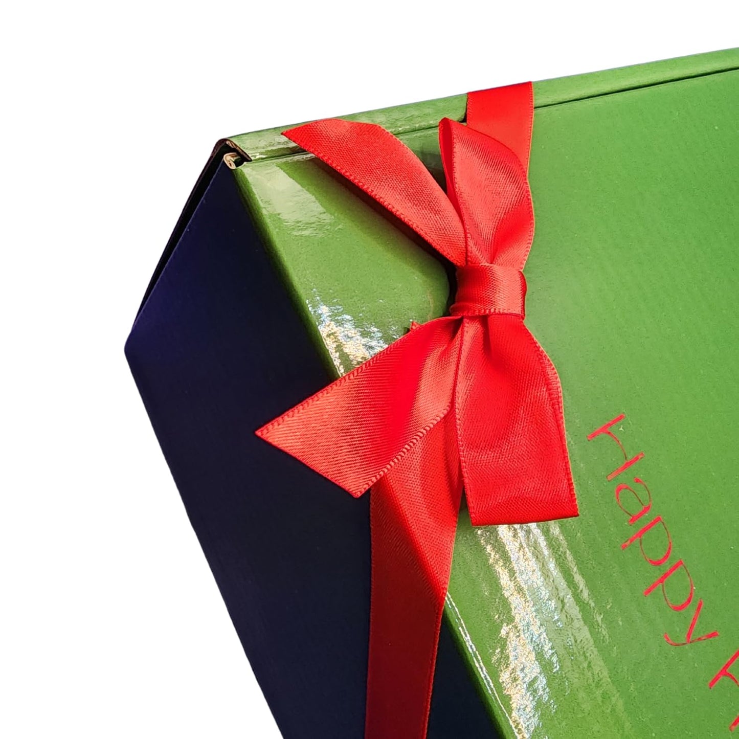 House 92 Luxury Christmas Boxes Set - 5 Pack Green Fancy Box With Red Lace, 9.8 X 7.9 X 3.9 Inches, Strong And Resistant Christmas Gift Boxes With Lids, Beautiful Gift Packaging