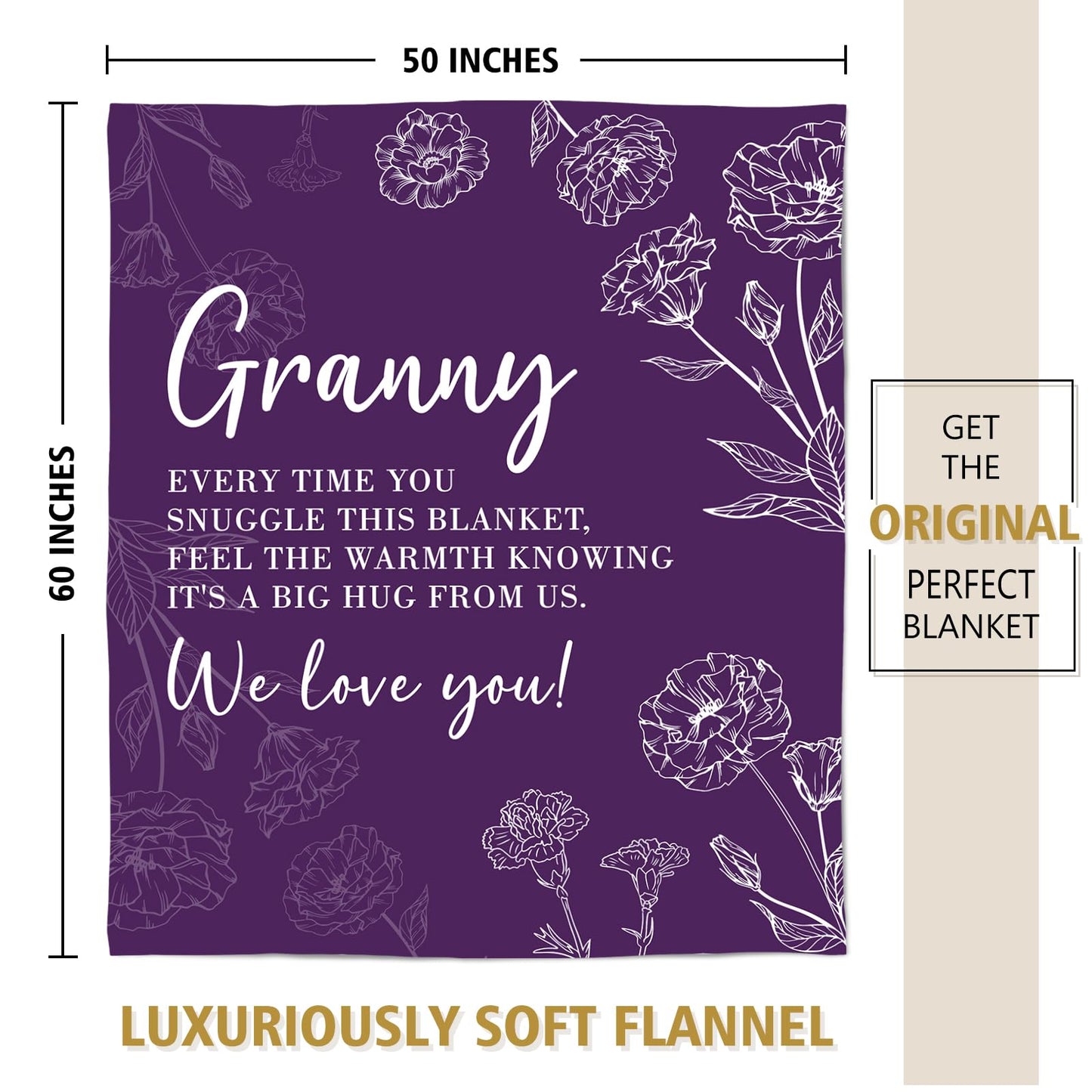 Granny Gifts, Gifts for Granny, Granny Birthday Gift from Grandkids, to My Granny Grandma Throw Blanket 50" x 60", Purple