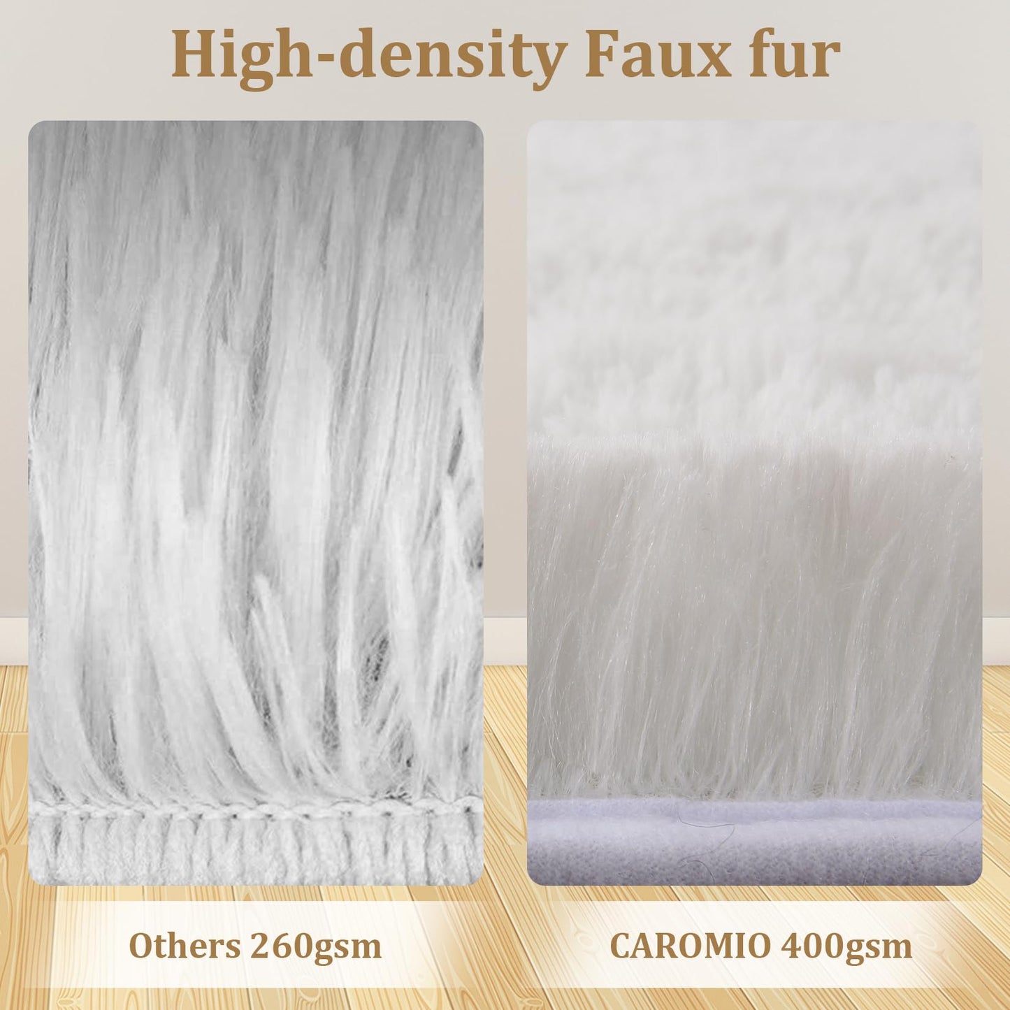 CAROMIO 10x13 Fluffy Area Rugs Extra Large Plush and Thick Faux Fur Shag Rug for Living Room Non-Slip Non-Shedding Accent Rug Carpet for Bedroom, Fuzzy Shaggy Rugs for Kids Nursery Dorm, White