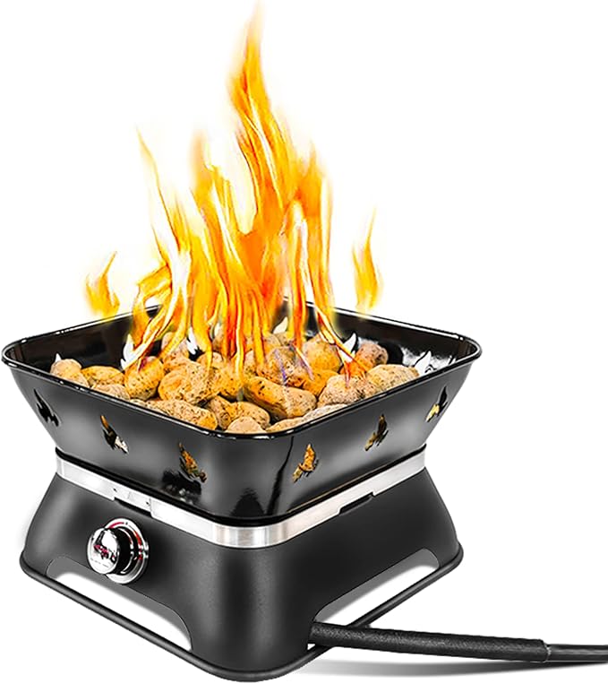 Outland Living Firebowl 805 Firecube 14” Portable Square Smokeless Propane Fire Pit – Outdoor Gas Fire Pit with Cover & Ca...