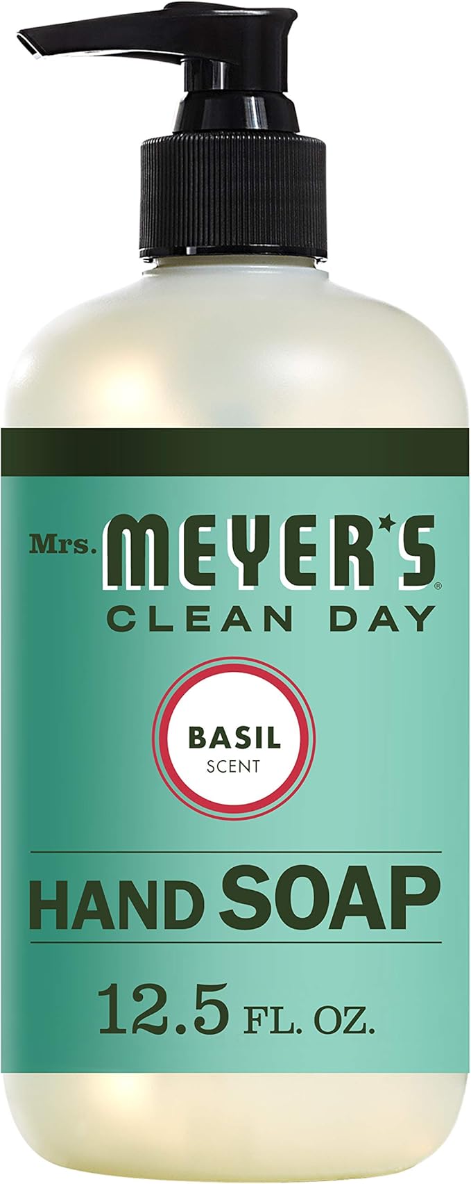 MRS. MEYER'S CLEAN DAY Liquid Hand Soap, Cruelty Free Hand Wash Made with Essential Oils, Basil Scent, 12.5 oz - Pack of 6