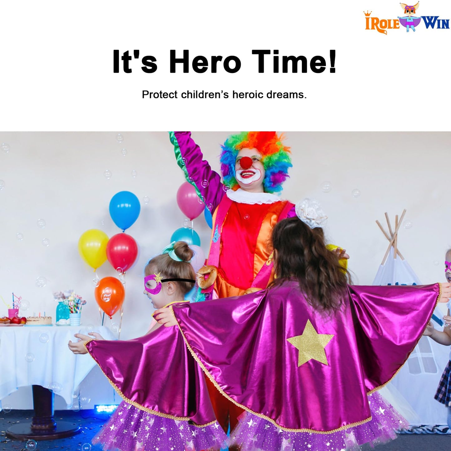 iROLEWIN Kids-Superhero-Cape and Mask TuTu for Girls Super Hero Costume as Toddler Dress-Up Clothes School Play Party Gifts