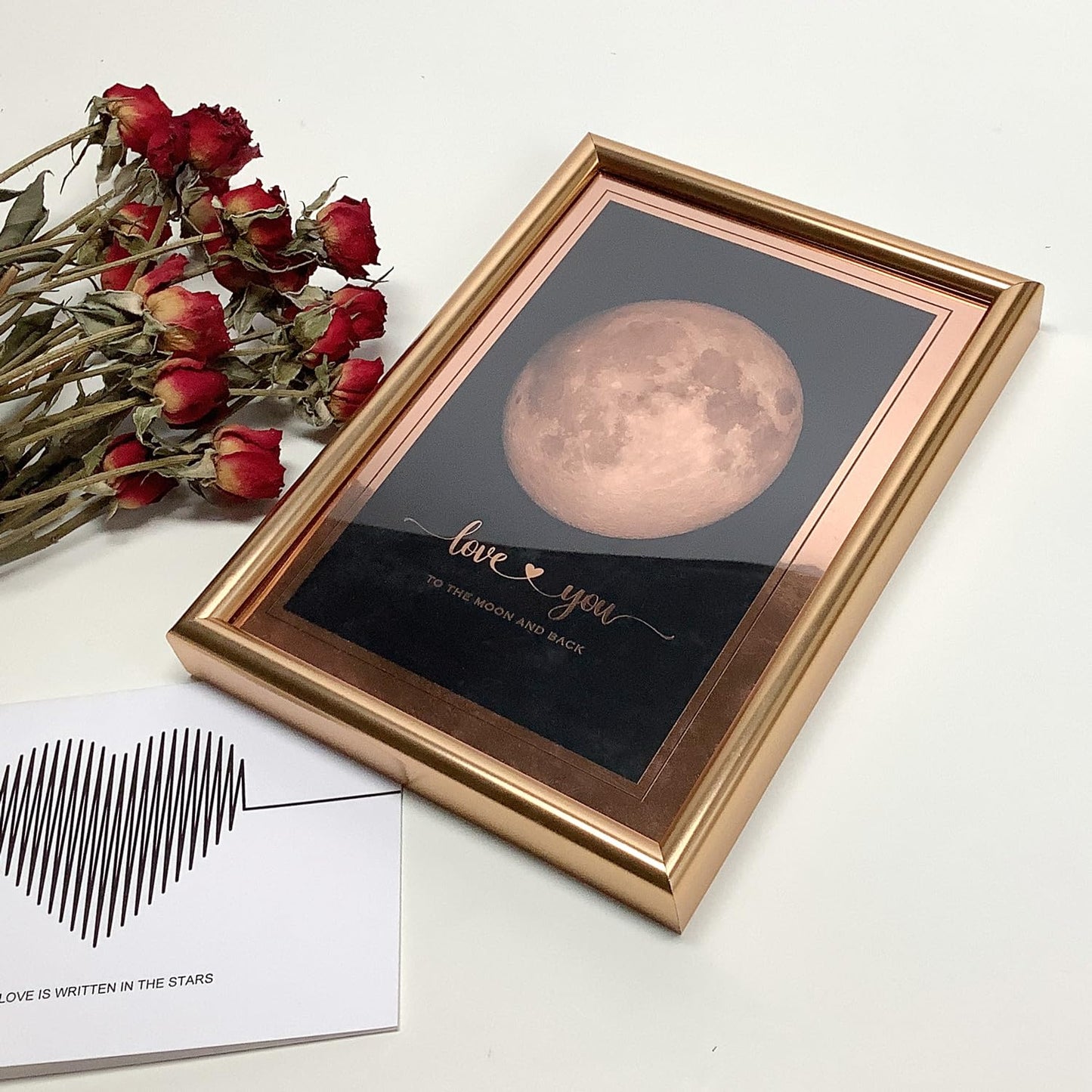 I Love You to the Moon and Back - Bronze Moon Print in Frame, Great Gift for Special Occasion, Engagement Gift, Wedding Gift, Anniversary Gift, Valentines 's Day Christmas Gift