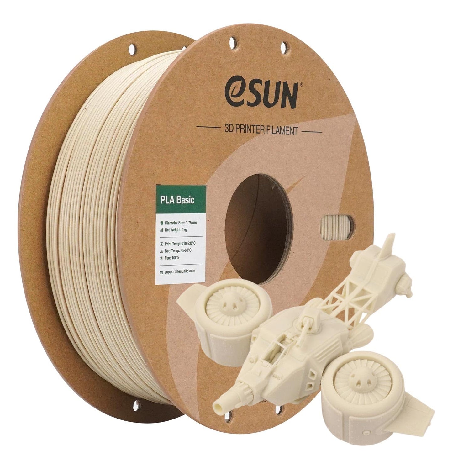 eSUN PLA Basic Filament 1.75mm, 1KG Spool (2.2 LBS) High Speed Printing 3D Printer PLA Filament,Designed for Fast Printing, Bone