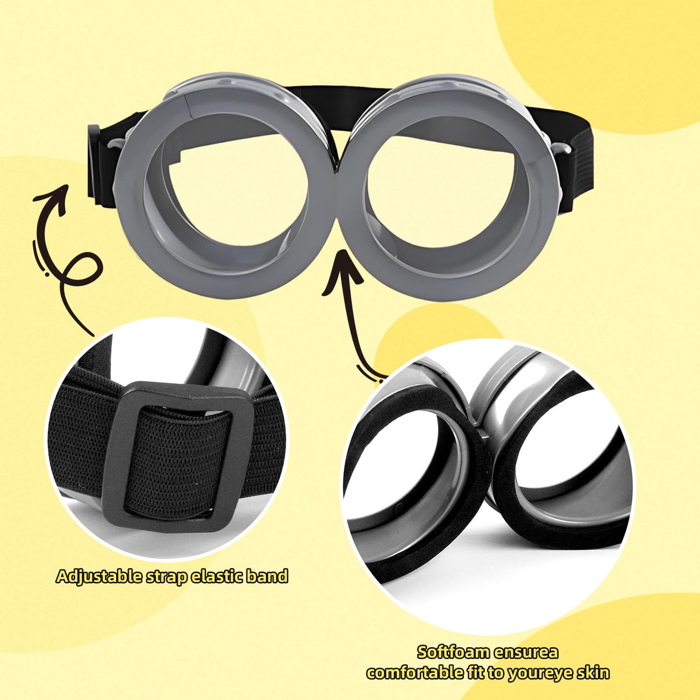Tiny Chou 5 Pcs Halloween Costume Accessories Set Adult, Goggles Glasses, Yellow Beanie Knitted Hat, Black Gloves, Skirt and Suspenders for Men Women Cosplay Party Halloween Dress Up