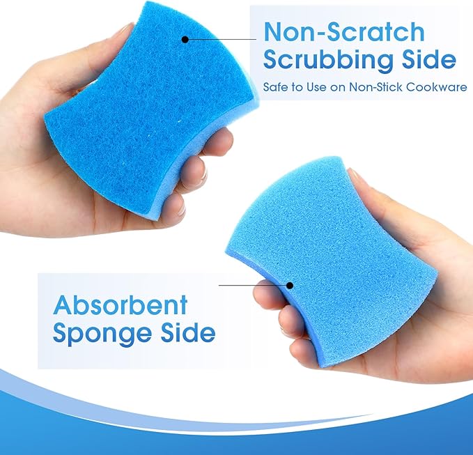 Tioncy 120 Pcs Individually Wrapped Non-Scratch Scrub Sponges Bulk Dual-Sided Dishwashing Sponge Dish Scrubber for Kitchen, Restaurant, Washing Dishes, Home Cleaning, Pots, Pans, Car, Bike