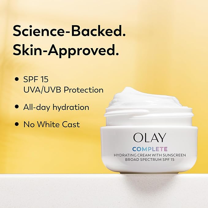 Olay Face Moisturizer Complete All Day UV Moisture Cream with Sunscreen SPF 15, Normal Skin, 2 Fl Oz (Pack of 3)