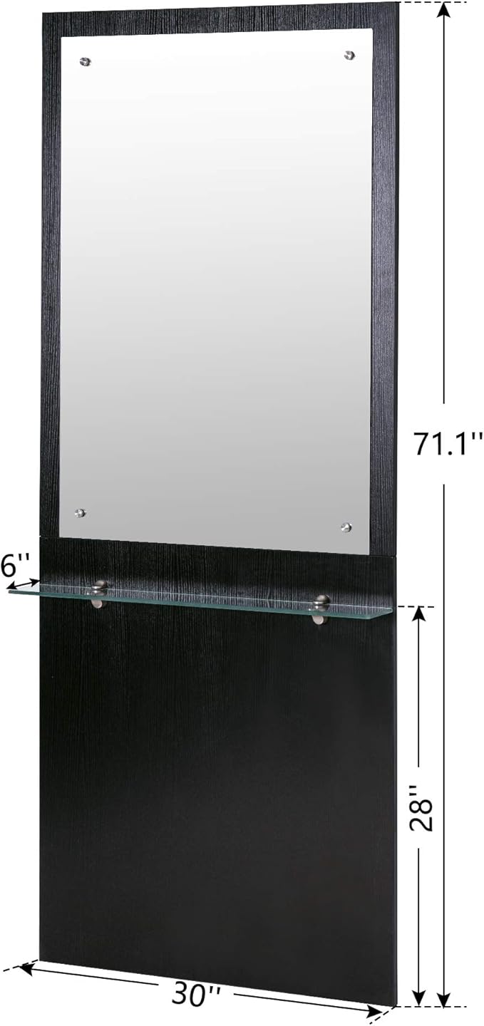 BarberPub Wall Mount Barber Station Makeup Mirrors Hair Styling Station Beauty Salon Spa Equipment 3016 (Black)