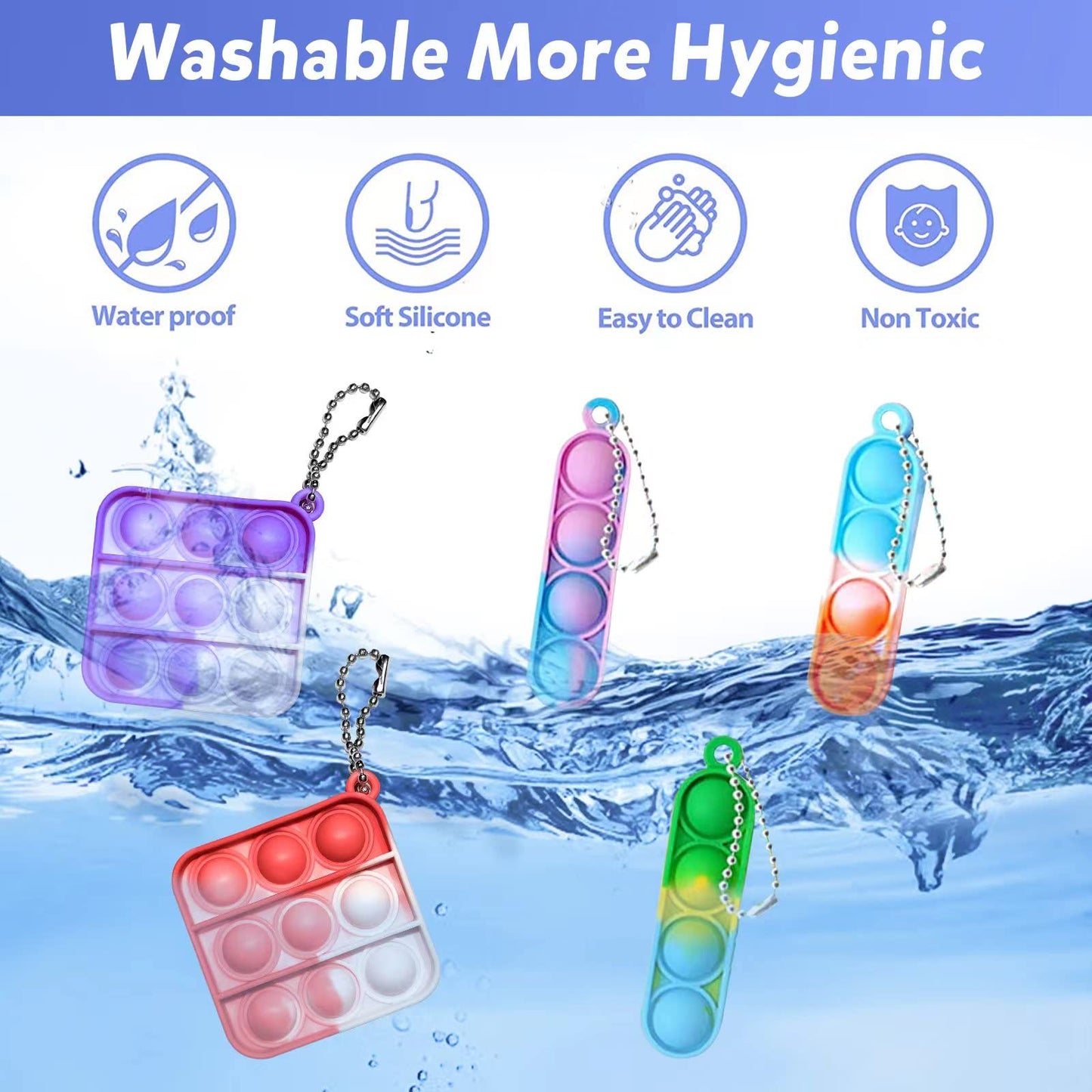 amicbng 130 Pcs Pop Keychain Party Favors ,Mini Pop Keychain It Fidget Toy Bulk Stocking Pinata Stuffers Birthday Carnival Treasure Classroom Prizes Toddler Toys Fidget Pack Stress Relief Toys (130)