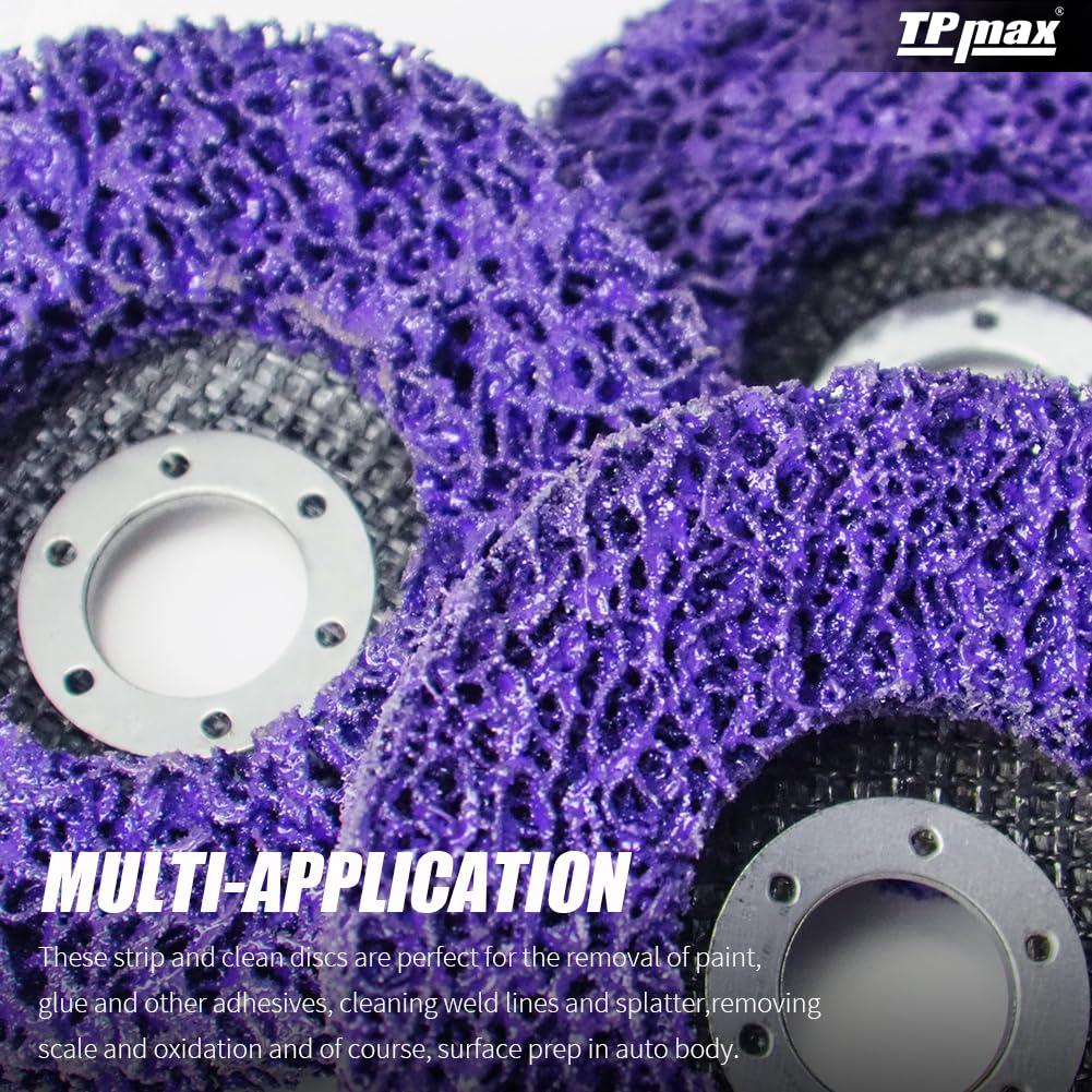 TPmax 4-1/2" x7/8'' Stripping Discs Rust Remover Wheel Remove Paint and Oxidation Poly Strip Wheel Disc Abrasive Angle Grinding Wheel - 5 Pack(Purple)