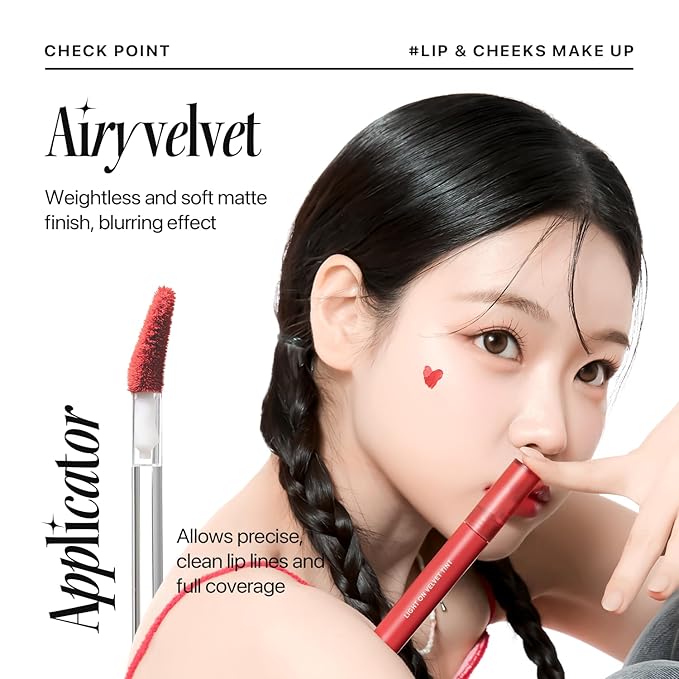 Nature Republic Light on Velvet Tint (01 FRESH LYCHEE) | Weightless Lip Tint with Velvety Matte Finish, High Pigment, Smooth Texture, Non-Sticky Formula, Stocking Stuffers