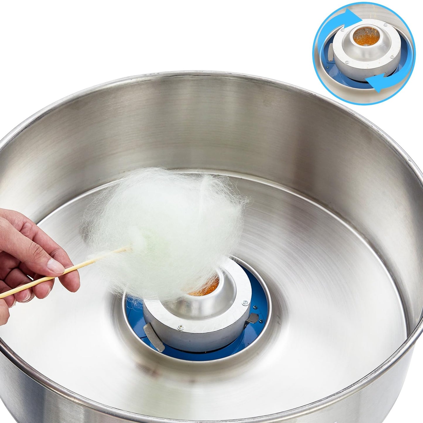 Electric Cotton Candy Machine - Commercial 980W Floss Maker, Stainless Steel Bowl, Sugar Scoop, Drawer, Ideal for Home, Kids Birthday(Without lid)