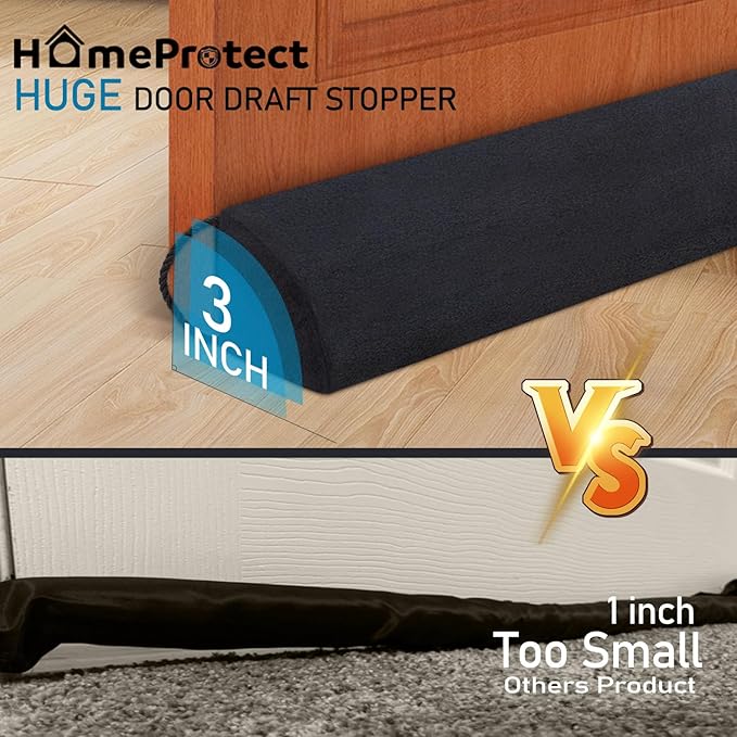 HomeProtect Under Door Draft Stopper 36 Inch Door Soundproofing Block Cold Air Wind/Breeze Noise Light, Weather Stripping Seal Sweep Improved Triangle Design More Fits 0 to 3" Gaps