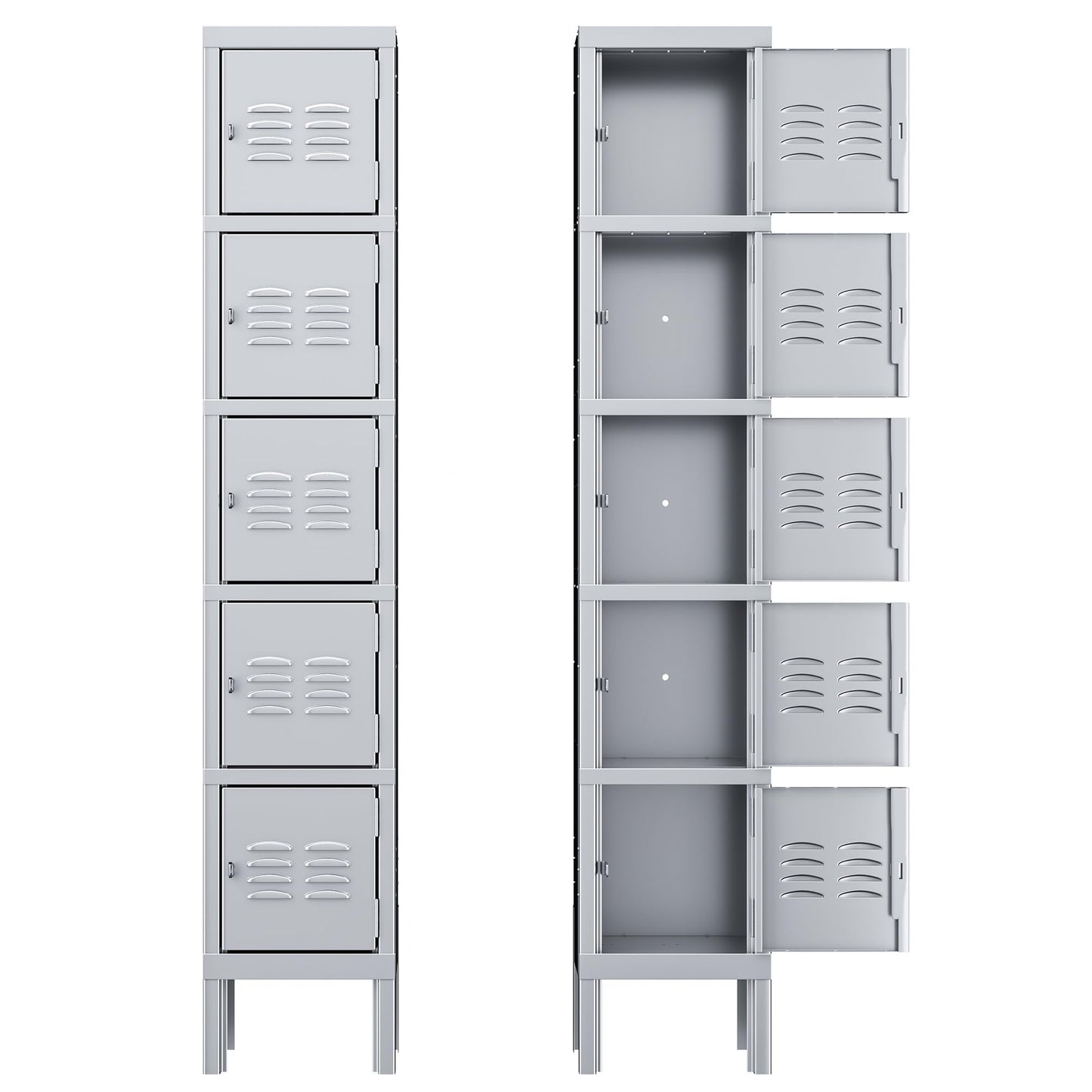 INTERGREAT Metal Locker for School Office Gym Metal Storage Locker Cabinet for Employees Students Steel Locker Triple Tier with 5 Door Gray