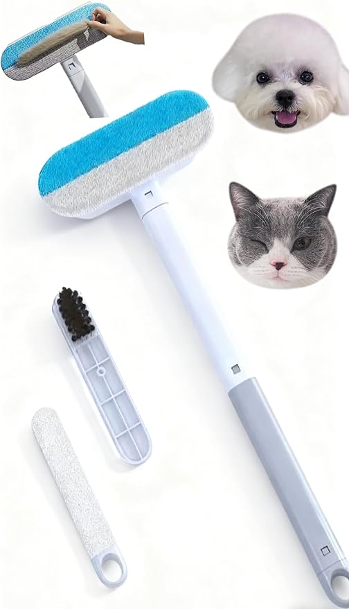 Pet Hair Removal Brush, Reusable Lint Remover for Sofa, Carpet, Clothes - Washable with 18in Extended Handle