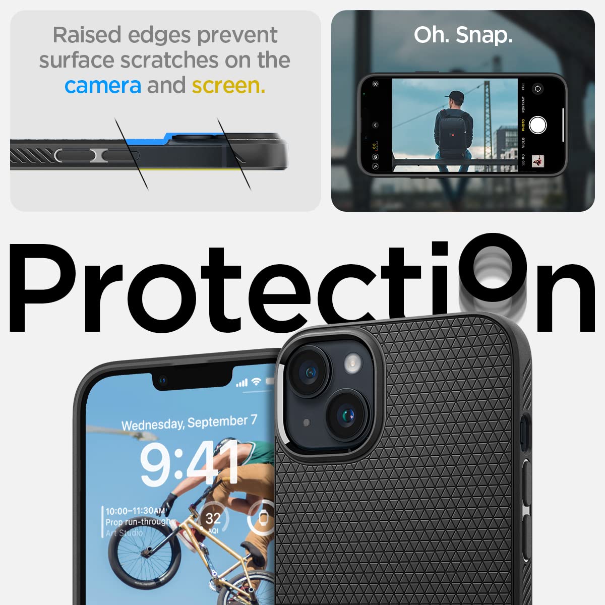 Spigen Liquid Air Designed For Iphone 14 Case (2022) [Military-Grade Protection] - Matte Black