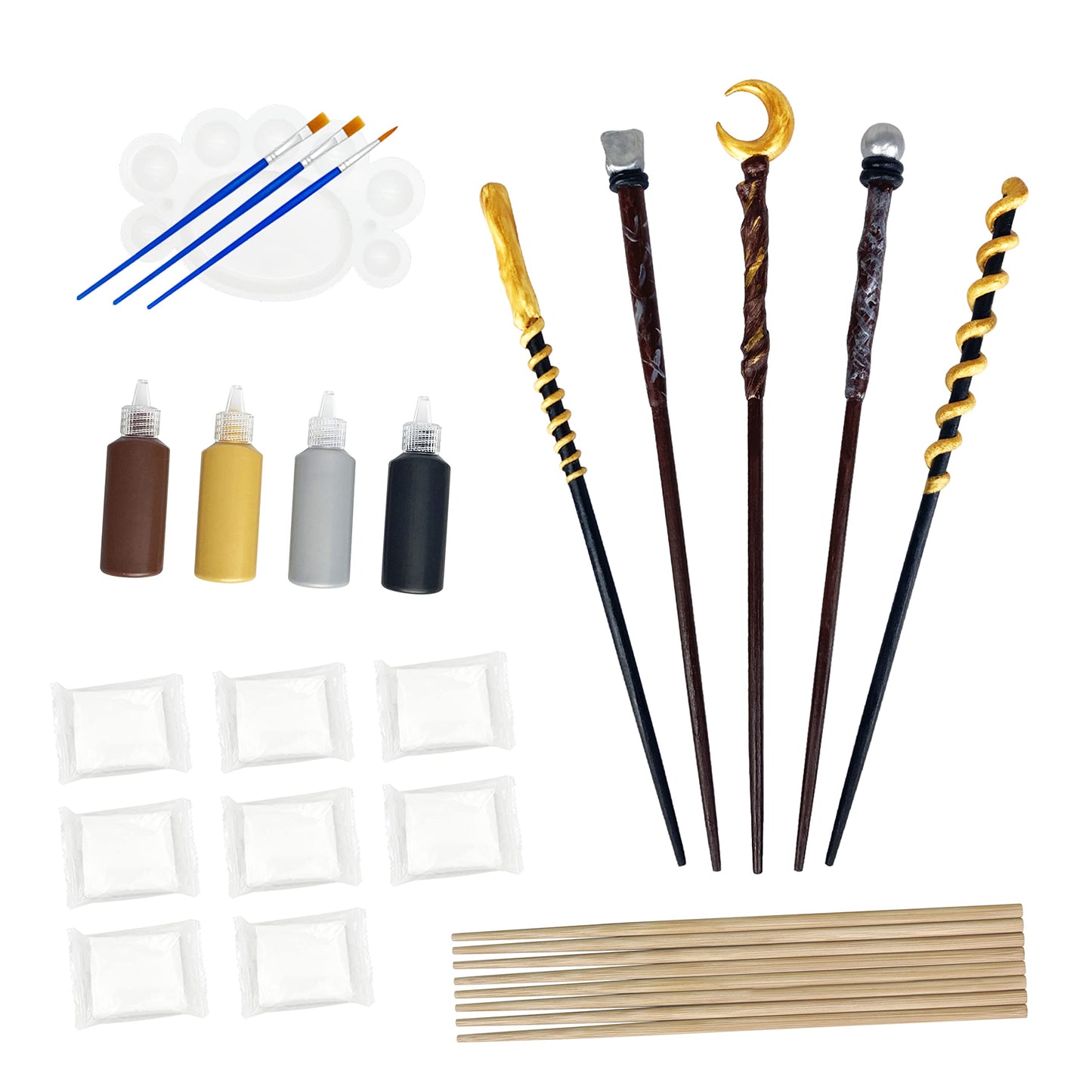 Magic Wand Making Kit for Kids Adults DIY Craft Set Wizard Birthday Party Supplies Make Your Own 8 Wands (24-Piece)