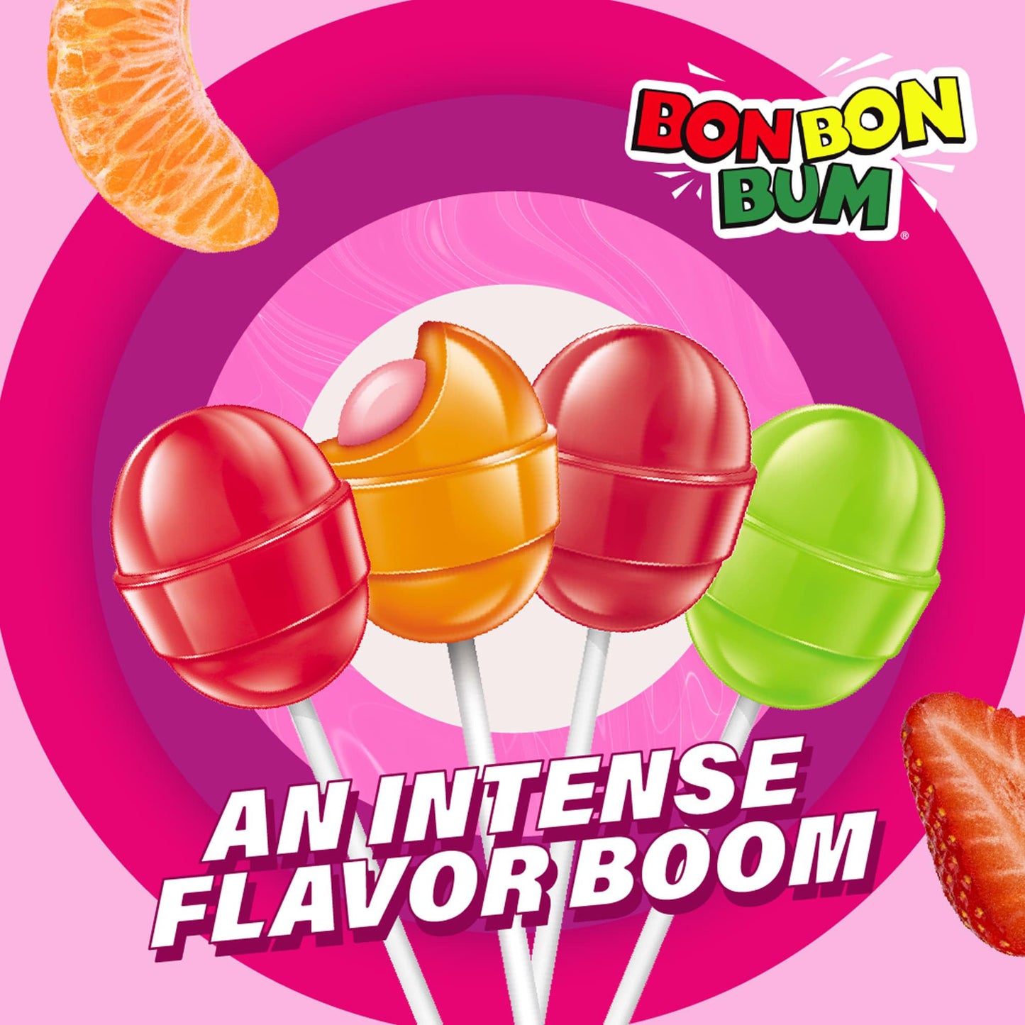 Colombina Bon Bon Bum Lollipops, Assorted Flavor, 48 Count (Pack of 1)