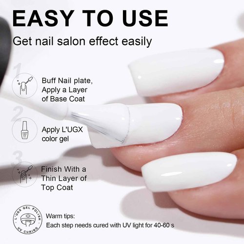 L'UGX Professional Nail Lamp with nail Arm Rest + White Gel Nail Polish