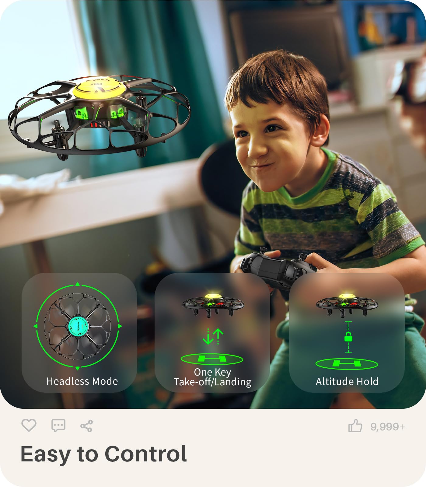 SYMA Drone for Kids with 7-Color LED Light, X660 Mini Drone with 3D Flip, Rotary Ascent, Headless Mode, Speed Switch and Full Protection RC Toys Gifts for Beginners Adults